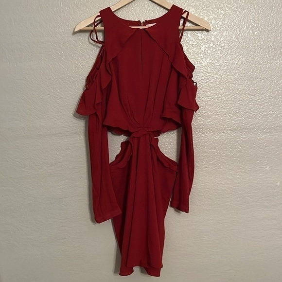Red Carter Long Sleeve Cut-Out Dress Size M - Picture 2 of 5
